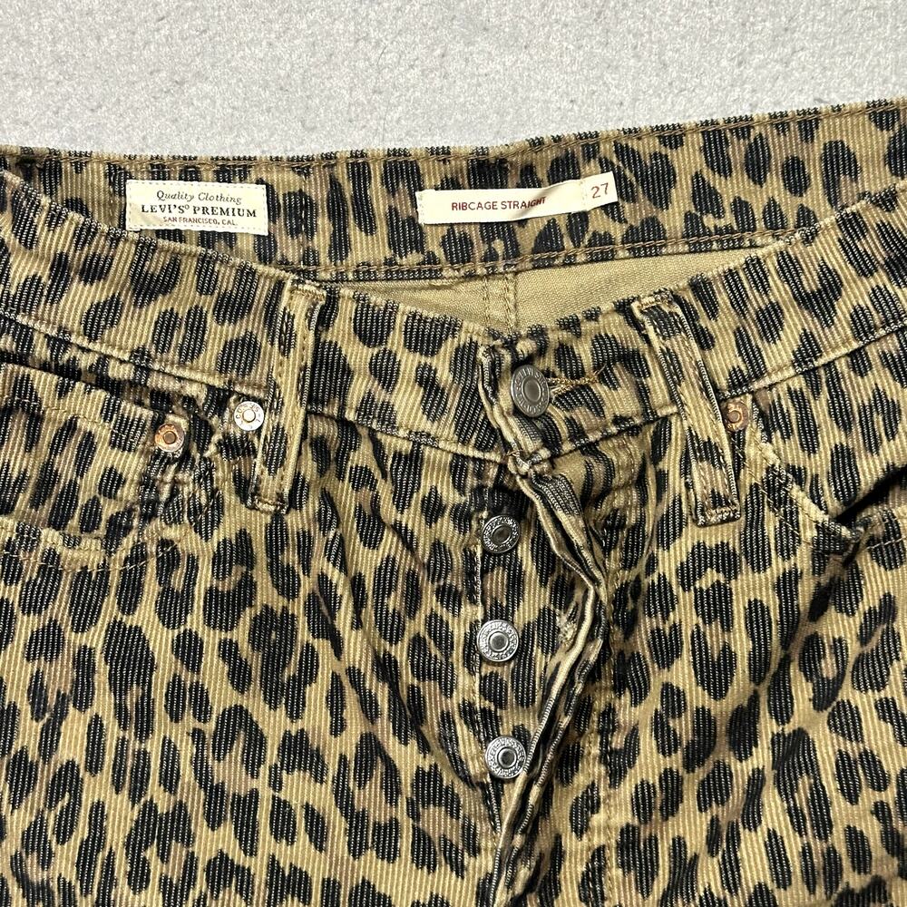 Levi's Cheetah Print Corduroy Pants Women's 27 Premium Rib Cage Straight - Picture 8 of 15